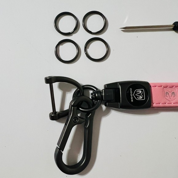 Dodge Ram Truck Pickup Pink Leather Keychain Lanyard Horseshoe Buckle New - Picture 2 of 4